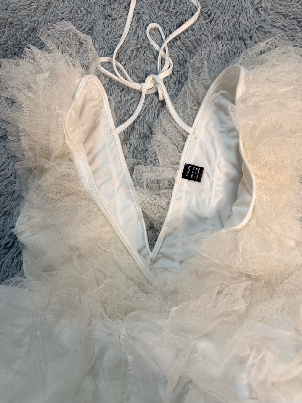 Ivory Ruffled V-Neck Mini Dress - Picture 5 of 9